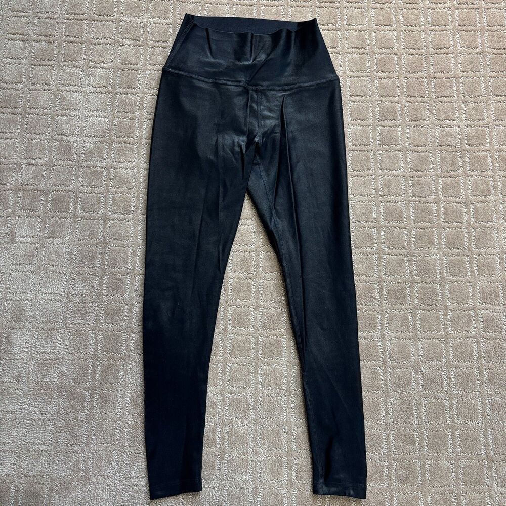 Beyond Yoga Shiny Legging Womens S Black Faux Leather Pull On High Waist Shimmer